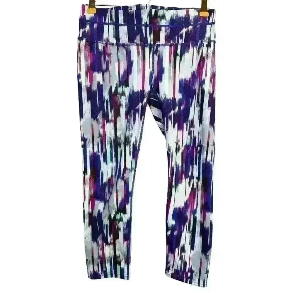 Athleta Hail Storm Sonar Cropped Leggings Capri Size S Multicolor